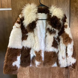 Vintage Cow furr clip up winter jacket